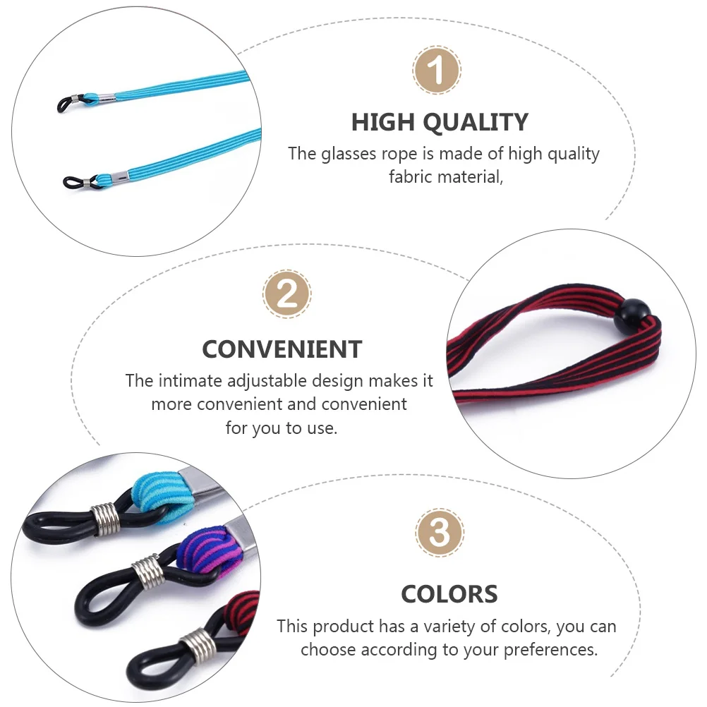 

Elastic Sports Glasses Rope Non Skid Adjustable Eyewear Lanyard Durable Fiber Chain Sun Glasses Fixing Accessories