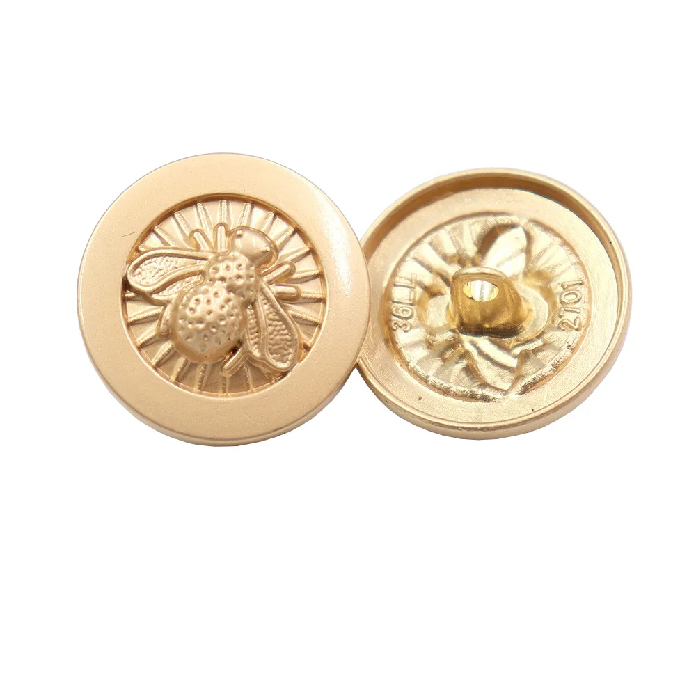 22mm  25mm 10Pcs/Lot Star Bee Pattern Metal Button Gold Sweater Coat Decoration Shirt Buttons Accessories DIY JS-513