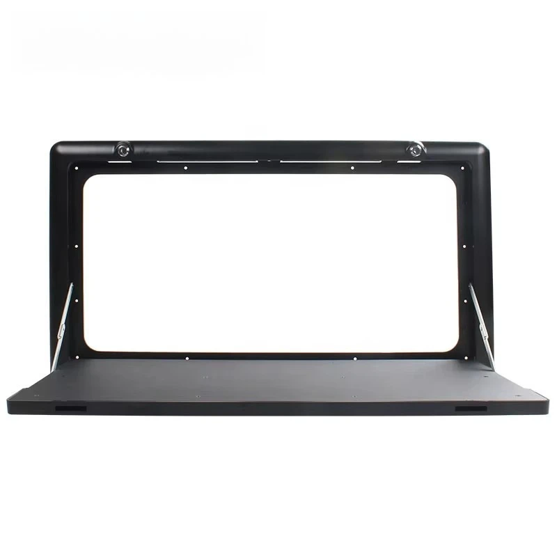 800x450mm RV Folding Table Wall Mounted Foldable Desk with LED Light and Lock for Camper Caravan Outdoor Picnic Black