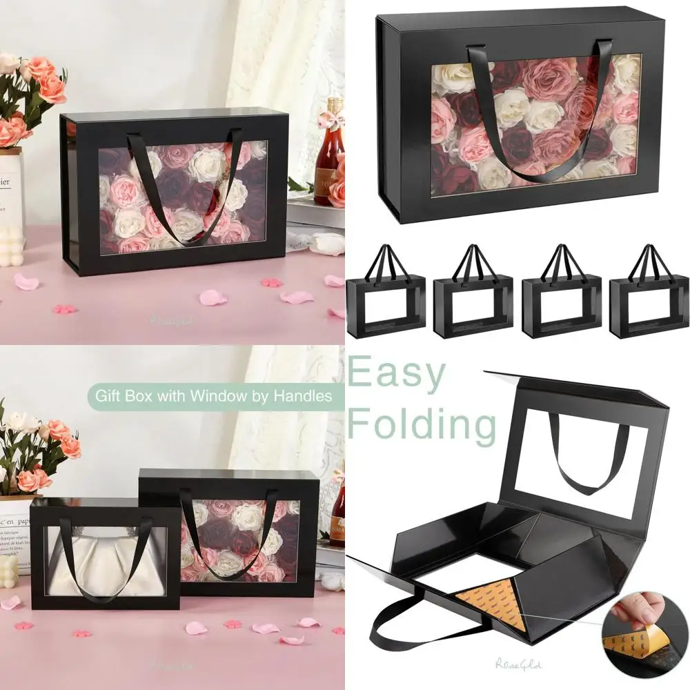 

Elegant Clear Handled Gift Boxes, 13.5x9x4.1 Inches, Ideal for Groomsmen Proposals