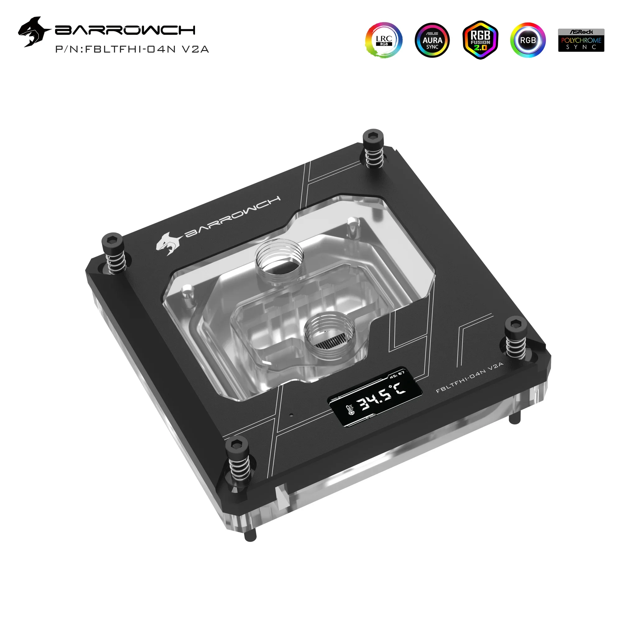 Barrowch GPU Water Block For INTEL LGA1200/1700/115X/X99/X299 platform TFT Digital Display 5V ARGB 3PIN  AURA SYNC FBLTFHI-04I