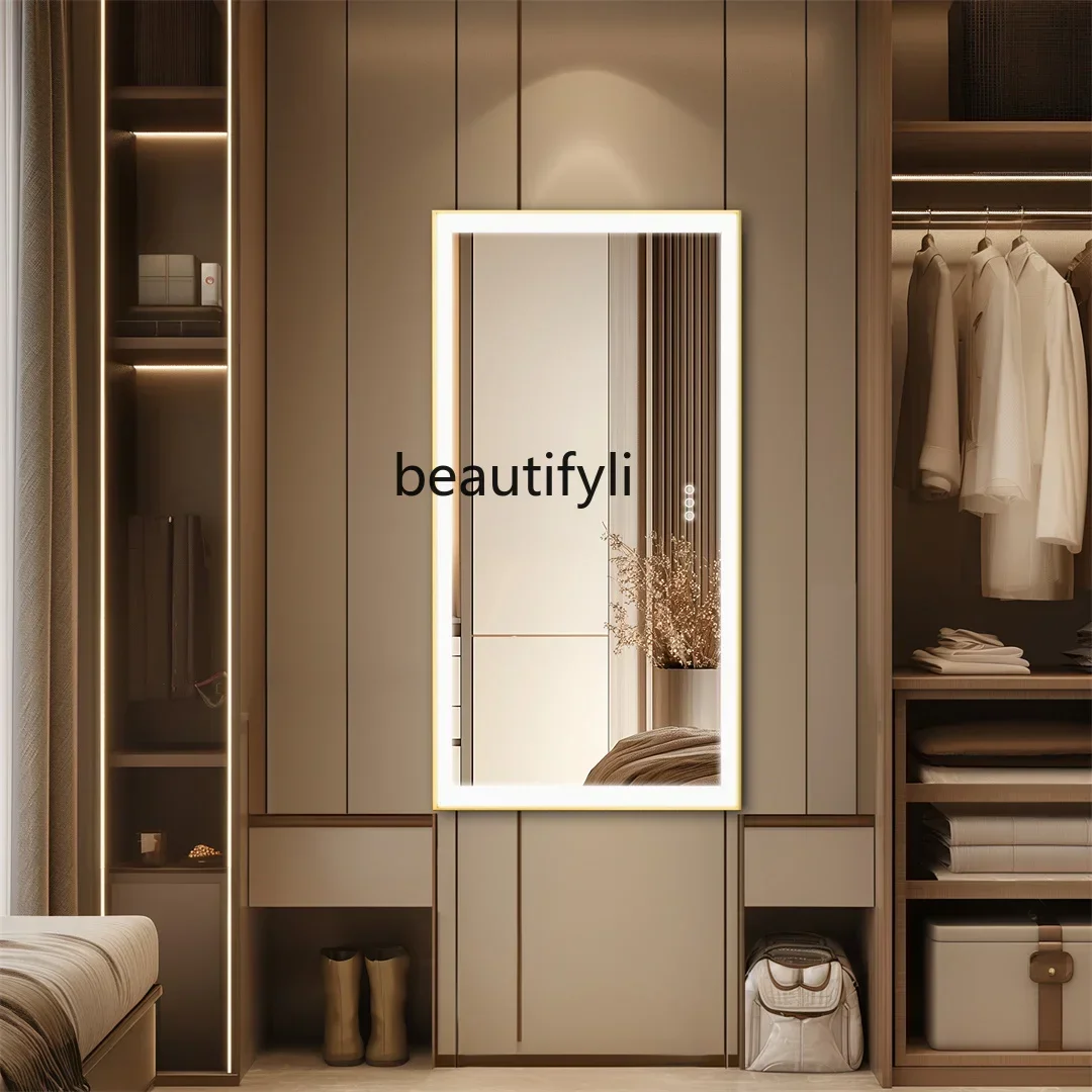 

Large Gold Framed Bathroom Mirror Fogless Smart Touch Illuminate Full Body Dressing Mirror