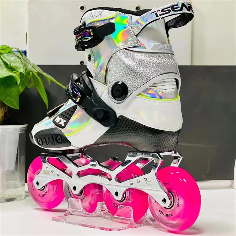 Rock Type Professional Carbon Fiber Skates Shoes for FSK Slalom Slide Skating 72 76 80 85A Wheel 219 231 243 Alloy Base 27 to 47