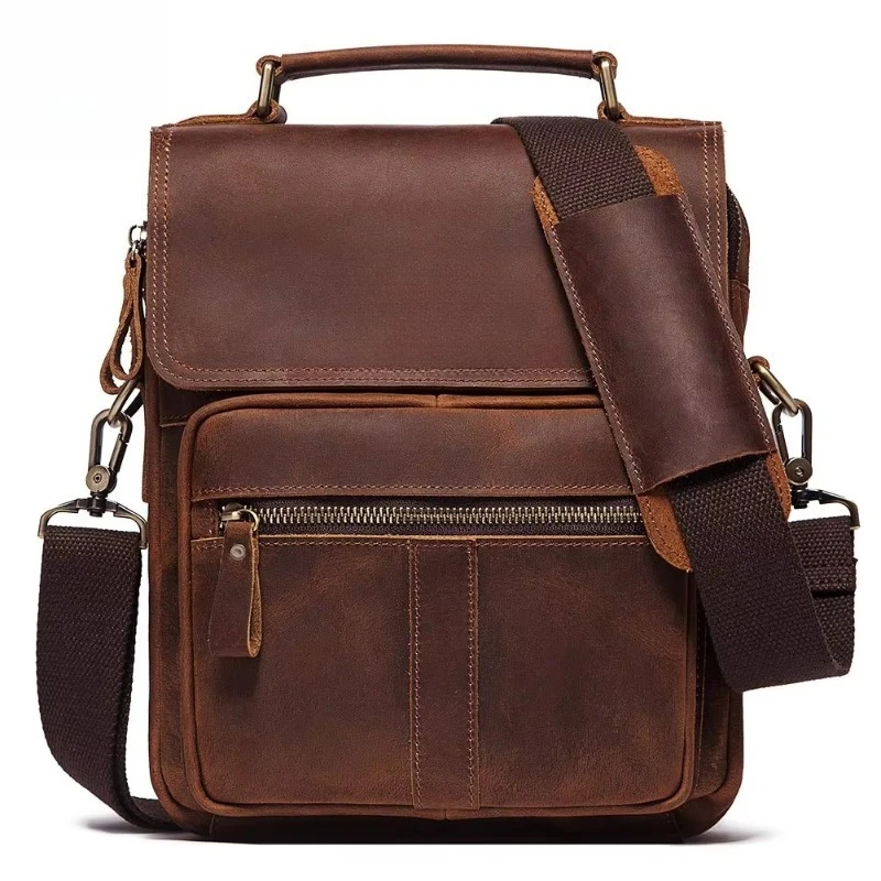 

Casual men's shoulder bag men's retro handbag messenger bag genuine leather waterproof sling business single bag