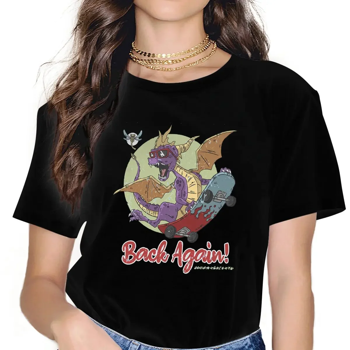 Spyro the Dragon Back Again T Shirt Harajuku Grunge Women's Polyester Tees O-Neck