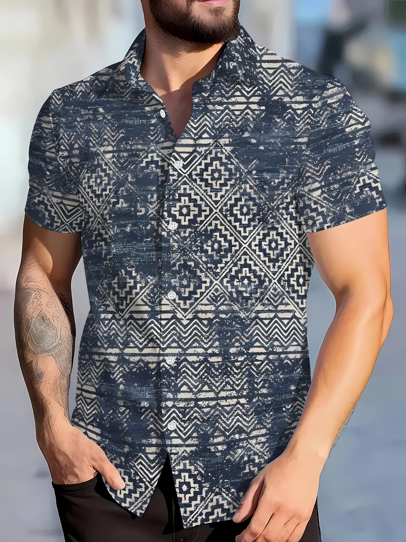 

2026 Summer Men's Shirt - 3D Printed Design Breathable and Sweat-Wicking Casual and Fashionable Streetwear for Men