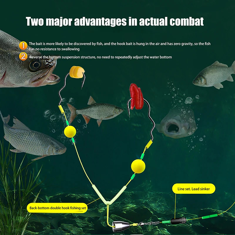 1 قطعة هوك مزدوج الصيد الشعر الحفارات هوك عكس أسفل خط تعليق الكارب الصيد هوك جاهز مكافحة أسفل الكارب الحفارات #5