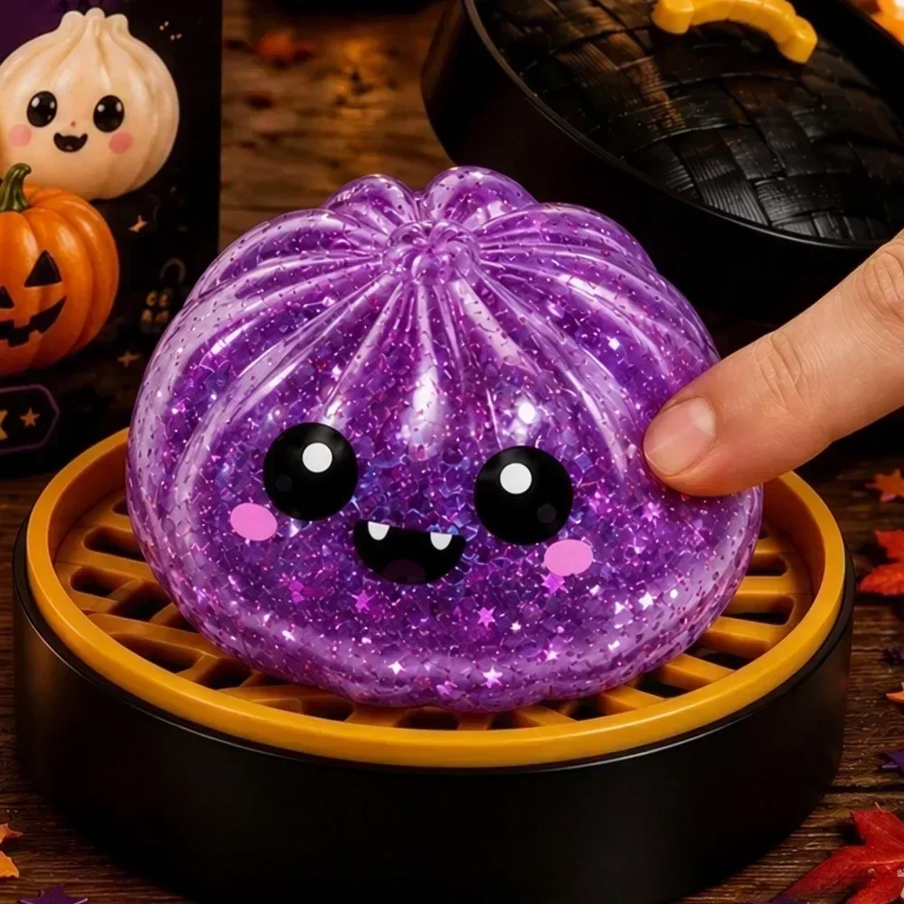 Halloween Cute Slow Rising Dumpling Squeeze Squishy Toy Stress Relief Sensory Toy Soft Kawaii Halloween Fidget Toy Holiday Gift
