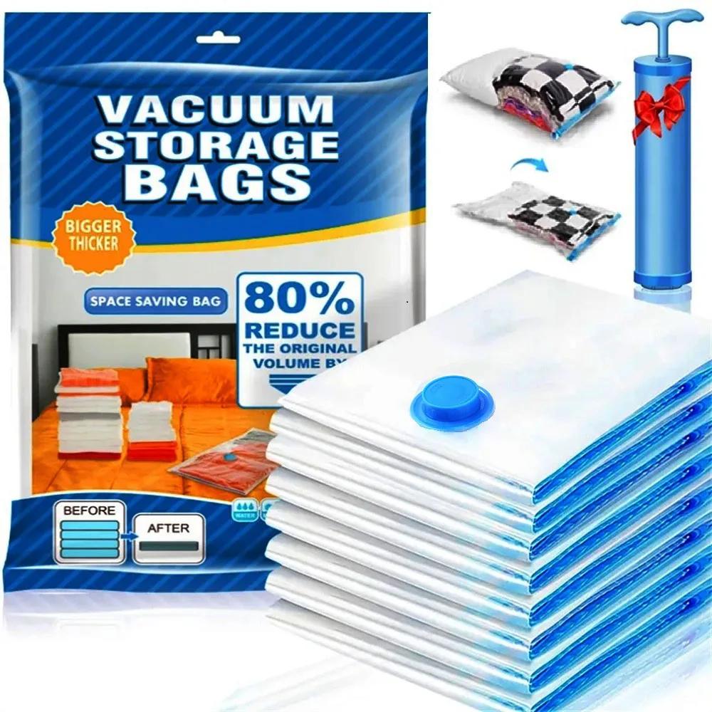 Sacchetti di stoccaggio sottovuoto più spazio salva compressione guarnizione da viaggio cerniera per vestiti cuscini biancheria da letto armadio Home Organizer