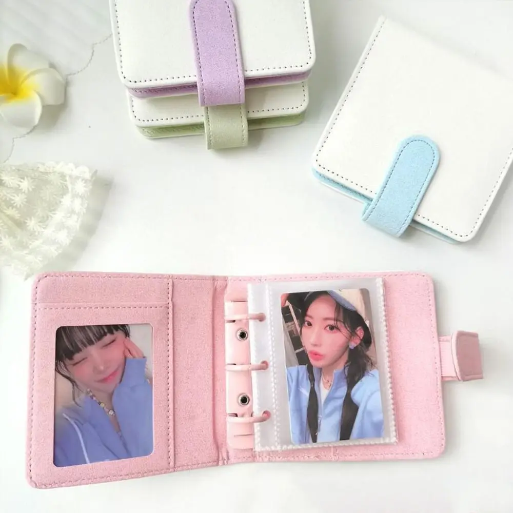 A8 Photo Album INS Binder PU Leather Photocard Holder Solid Color Photocard Collection Books Gift