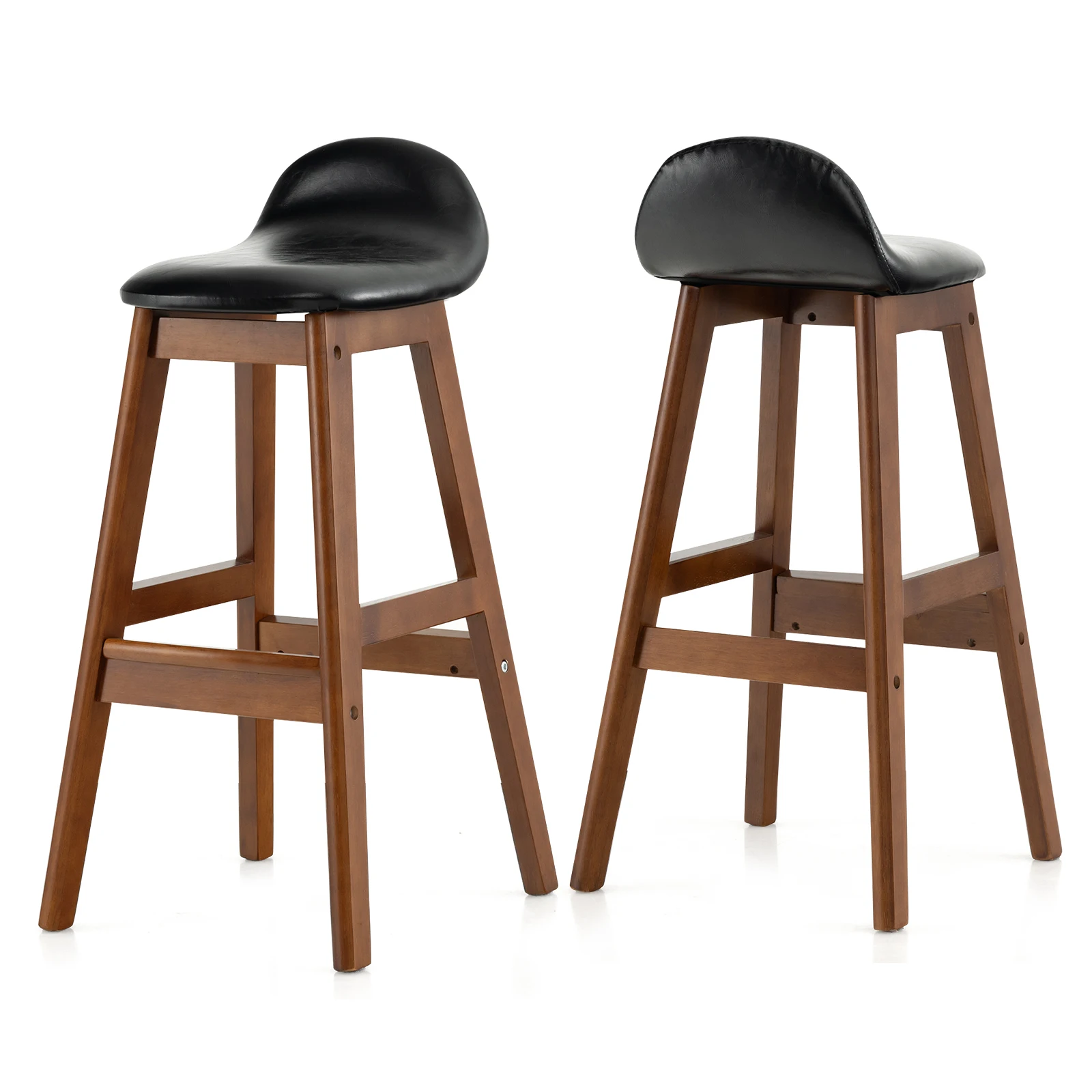 Set of 2 Upholstered PU Leather Barstools 27.5