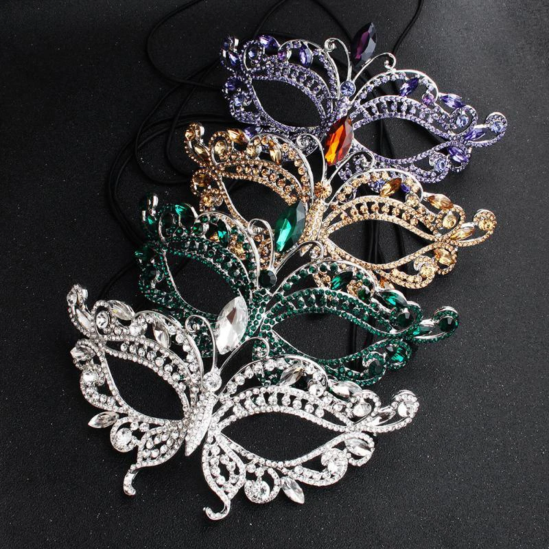 Wing Rhinestones Woman Masquerade Masks Halloween Princess Bride Engaged Married Party Birthday Carnival Festival White Green