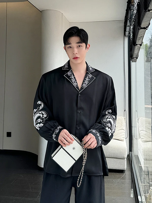 

Мужская винтажная рубашка с вышивкой, свободного кроя, с длинным рукавом, в кубинском стиле, из полиэстера, на все сезоны, для молодежи