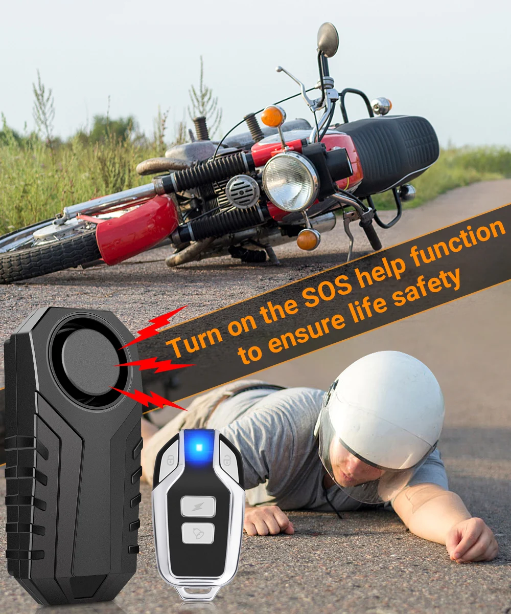 Gadpow Draadloze Motorfiets Trillingsalarm Ip55 Waterdichte Fiets Alarm Afstandsbediening Anti-Diefstal Fiets Detector Alarmsysteem