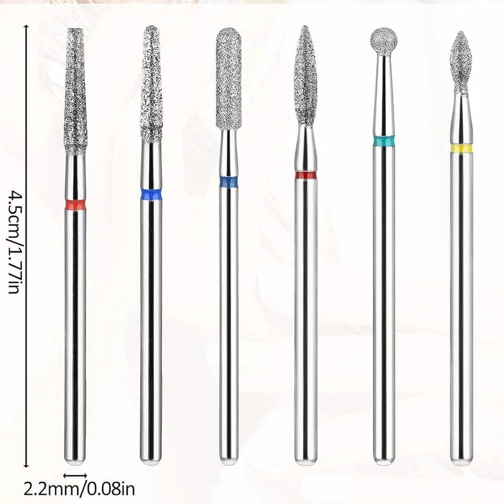 Juego de 6 cabezales de pulido de uñas de diamante