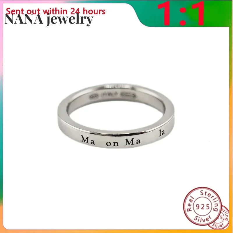 S925 Sterling Silver Never Sleeps Style Narrow Edition Glossy Couple Trendy Ring