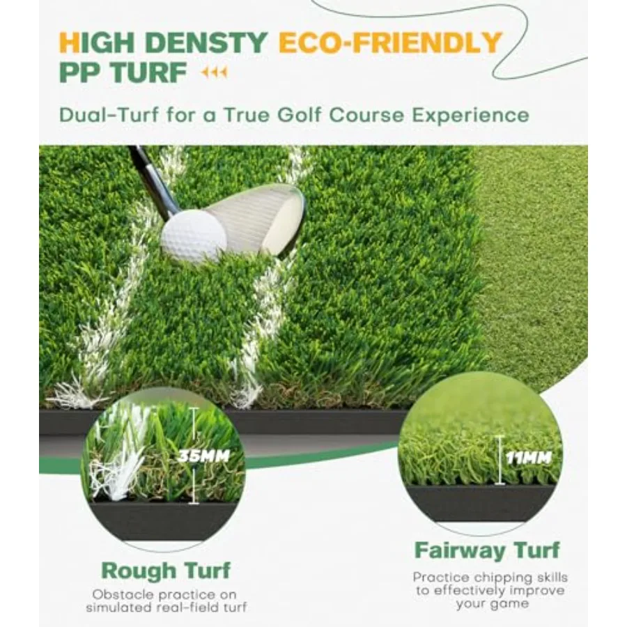 سجادة جولف Premium DualTurf 5x4ft للتدريب الداخلي والخارجي: دليل محاذاة معزز وزاوية مثالية للمساعدة في النهج