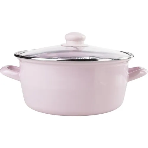 Emsan Pastel Enamel 24 Cm Fry pot Pink