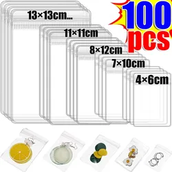 10/100Pcs PVC Jewelry Pouches Zip Storage Bag Transparent for Earring Necklace Anti-Oxidation Display Self Sealing Packaging Bag