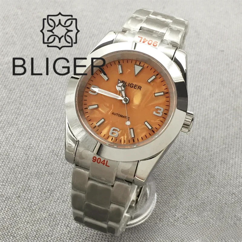 BLIGER 36mm/39mm NH35 Watch For Men Polished Sapphire Glass Black White Pearl Dial NH35 MingZhu2813 Miyota8215 PT5000 Waterproof