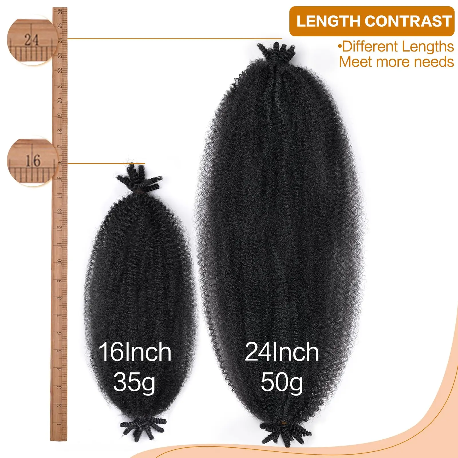 ผมถักเปียแบบ Afro Twist แบบสปริงที่แยกส่วนไว้ล่วงหน้า เหมาะสำหรับผมเสีย ผมนุ่ม  ผมสังเคราะห์แบบ Marley Twist สำหรับผู้หญิงผิวดำ