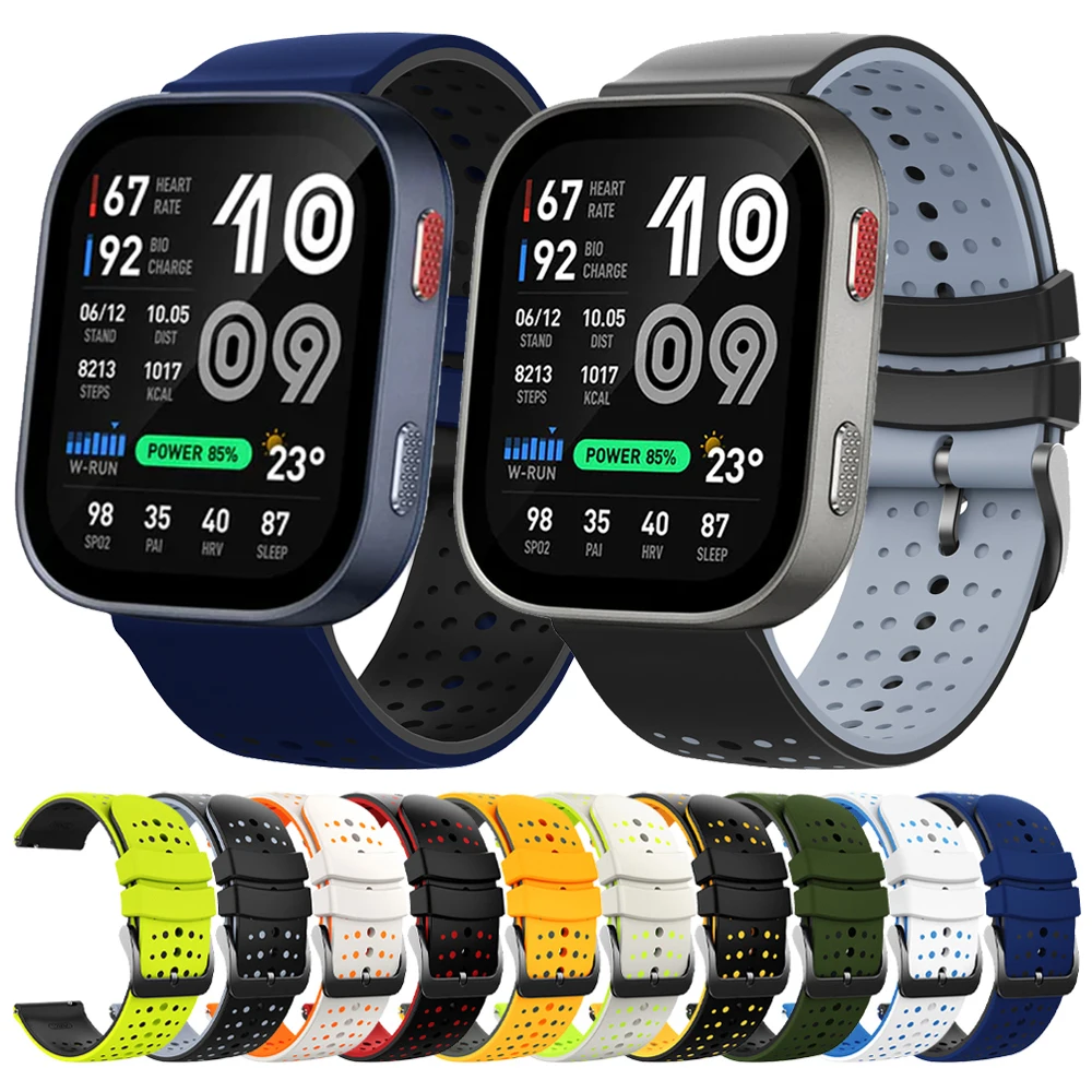 Bracelet en Silicone respirant de 22mm, pour Amazfit BIP MAX, Amazfit BALANCE 2 Bip 6 5 UNITY GTR 4/3/2e GTR 47mm Stratos 3 2