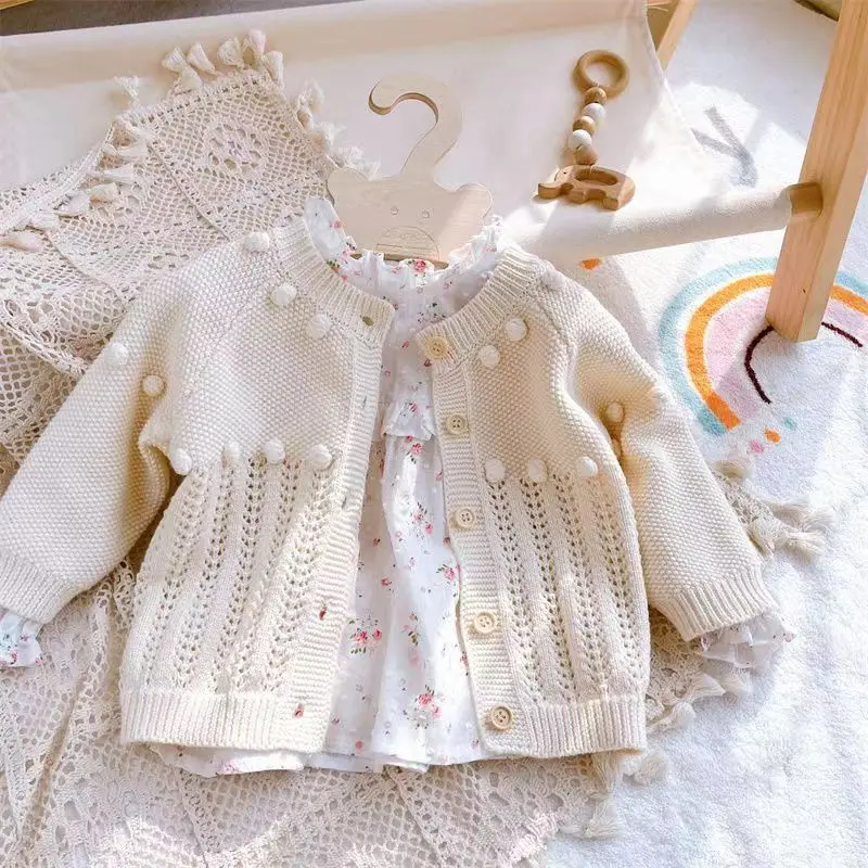 Girls Cardigan Spring and Autumn Girls Baby Sweater 2023 New Baby Wool Foreign Style Korean Version Top Girls Cardigan Sweater