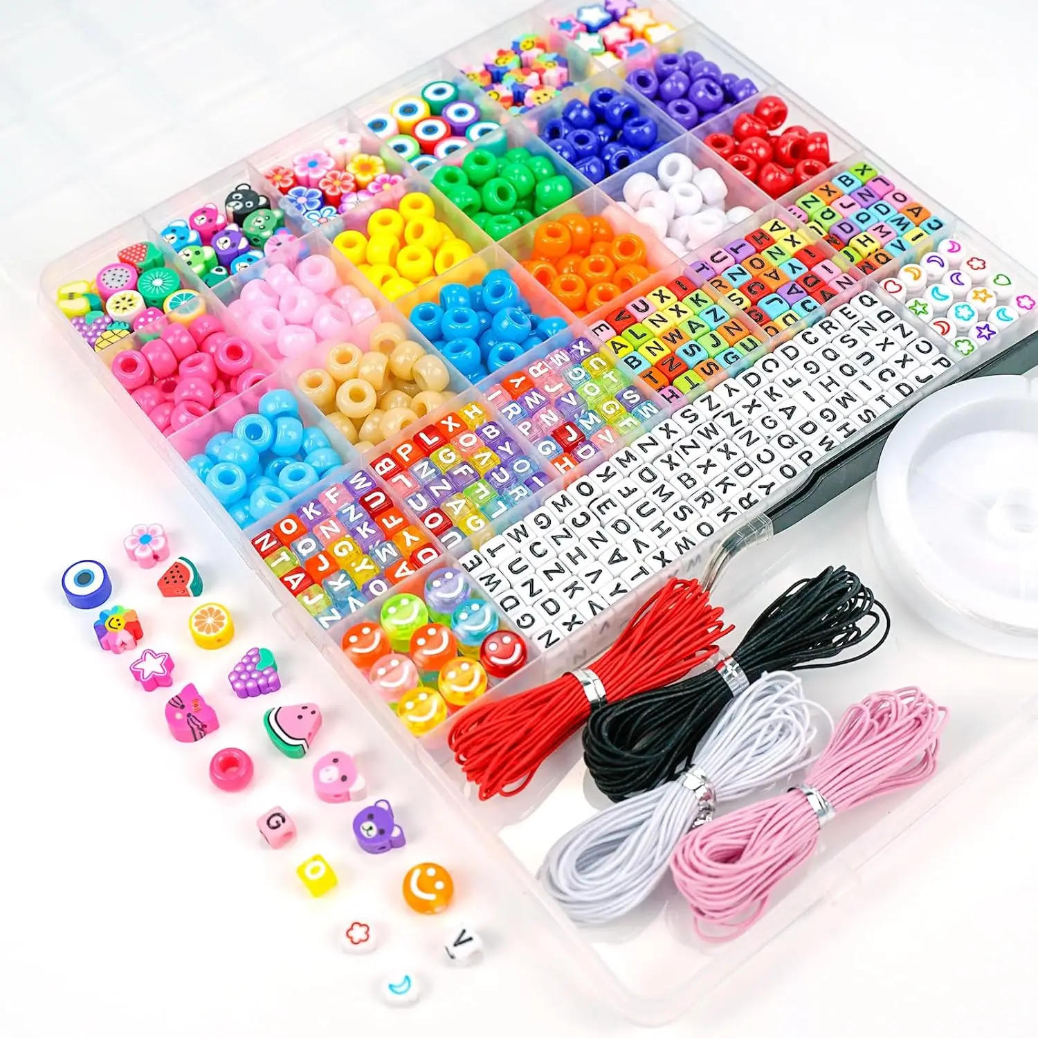 Dowsabel Bracelet Making Kit, Beads for Bracelets Making Pony Beads Polymer Clay Beads Letter Beads for Jewelry Making