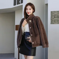 Autumn Winter New Imitation Mink Fur Coat For Women's Jacket New Female Stand Collar Warm Coats