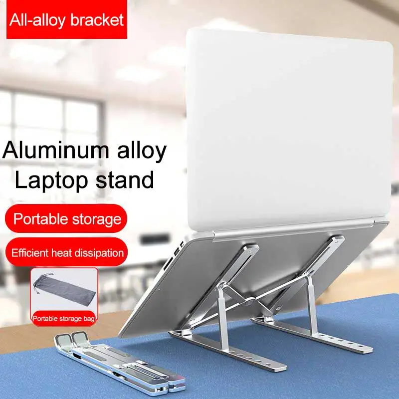 Portable Laptop Stand Aluminium Foldable notebook Stand Compatible with 10 to 15.6 Inches Laptops For Macbook Lenovo DELL