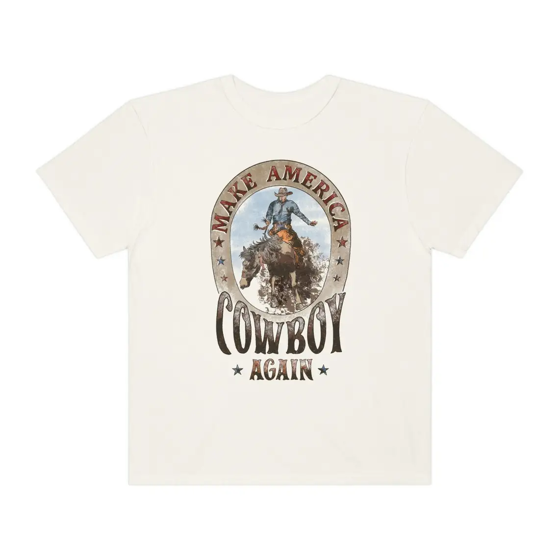 

Make America Cowboy Again Comfort Colors Distressed Style Garment-Dyed T-shirt Americana West Nostalgic American Cowboy Tees