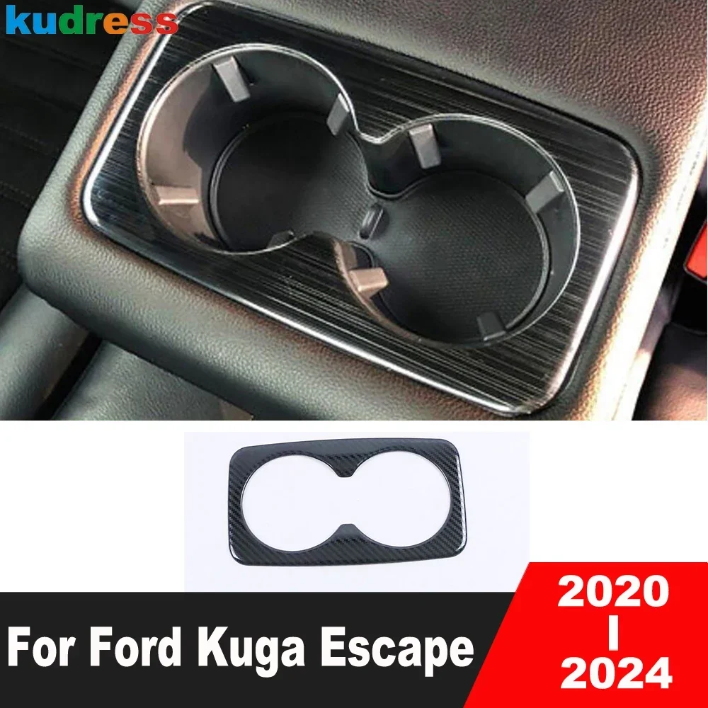 

Для Ford Kuga Escape 2020 2021 2022 2023 2024, углеродное волокно, держатель для стакана с водой на заднем сиденье автомобиля, рамка, накладка, аксессуары для интерьера