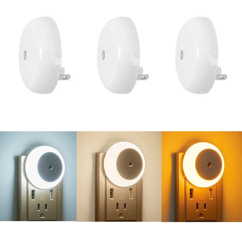 Energy Saving Light Sensor Night Light Intelligent Light Control Stair Light AUTO ON OFF Children Kids’Room Socket Night Lamp