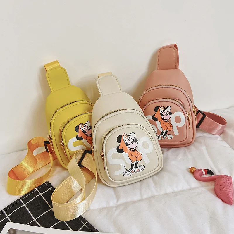 Crianças dos desenhos animados bonito um ombro bolsa mensageiro moda all-match casual crianças saco de peito meninos meninas do bebê mickey impressão moeda bolsa