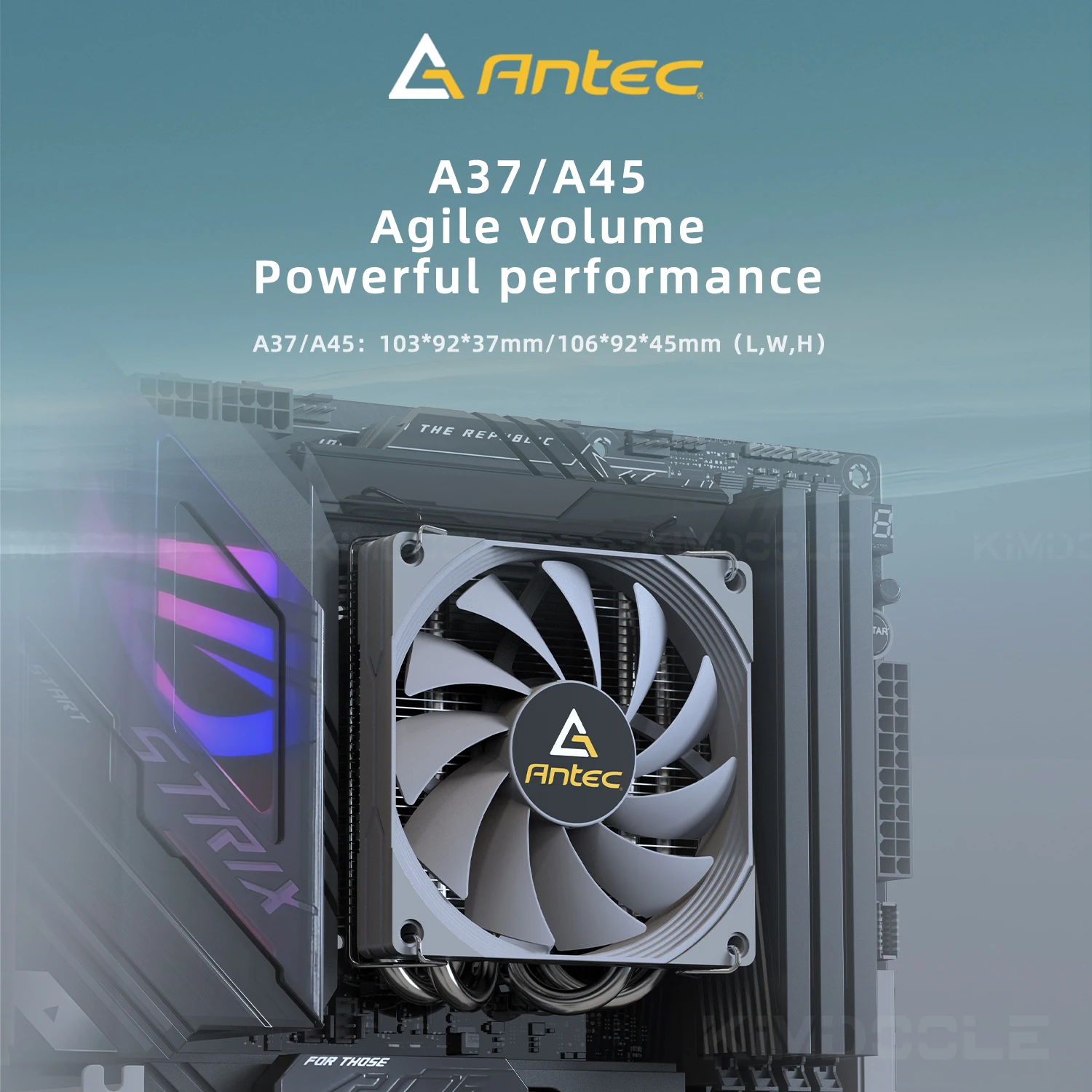 Antec A37 Push-down Pressure Profile CPU Cooler 4 Heat Pipes Air Cooling Radiator 90mm 4Pin LGA1700 PWM Fan For ITX Small Case