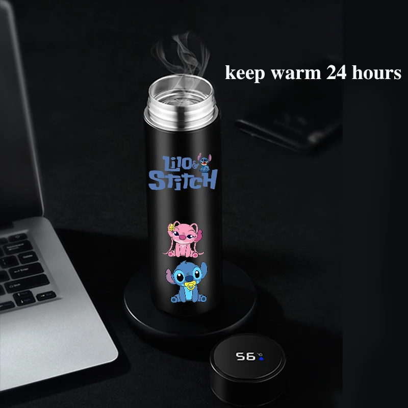 

Kawaii Lilo & Stitch Temperature Display Thermos Cup Stitch Disney Coffee Mug Stainless Steel Thermo Bottle with Filter Tea Cup