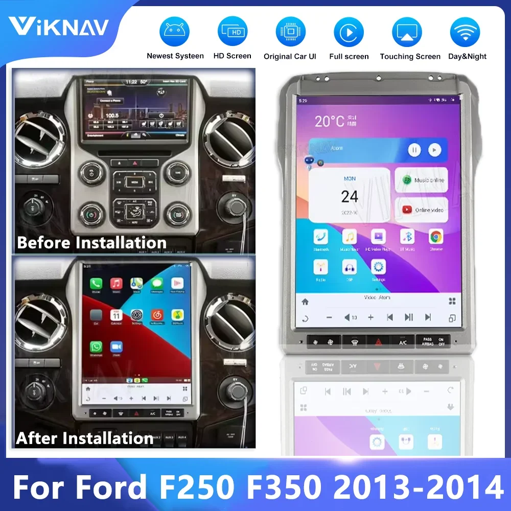 

VIKNAV 12.1 Inch Touch Screen Car Radio For Ford F250/F350 2013 2014 Android 13 Car Stereo GPS Navigation Multimedia Player