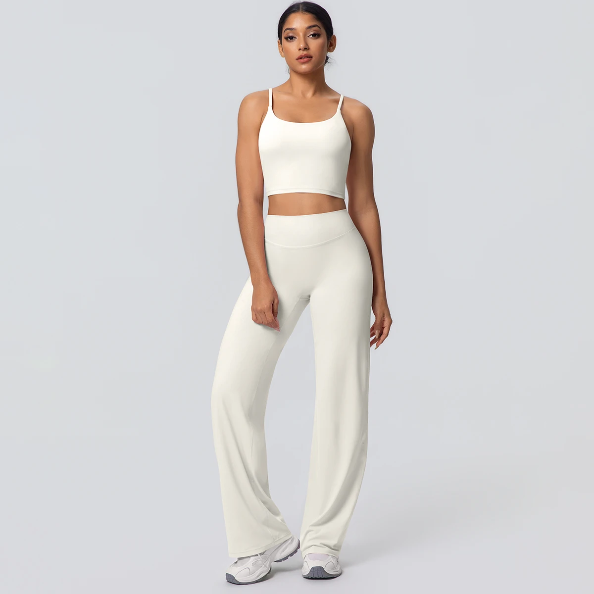 Frauen Schnell Trocknend Gym Sport Fitness Kleidung Yoga Set Backless Sexy Strap Bh mit Brust Pad Hohe Taille Breite Bein Hosen Set – Detail 24