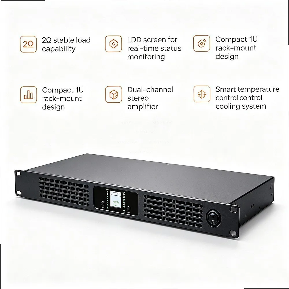 2-Channel 2000W 8 Ohm Digital Class D Power Amplifier for Large Performance Line Array Speakers