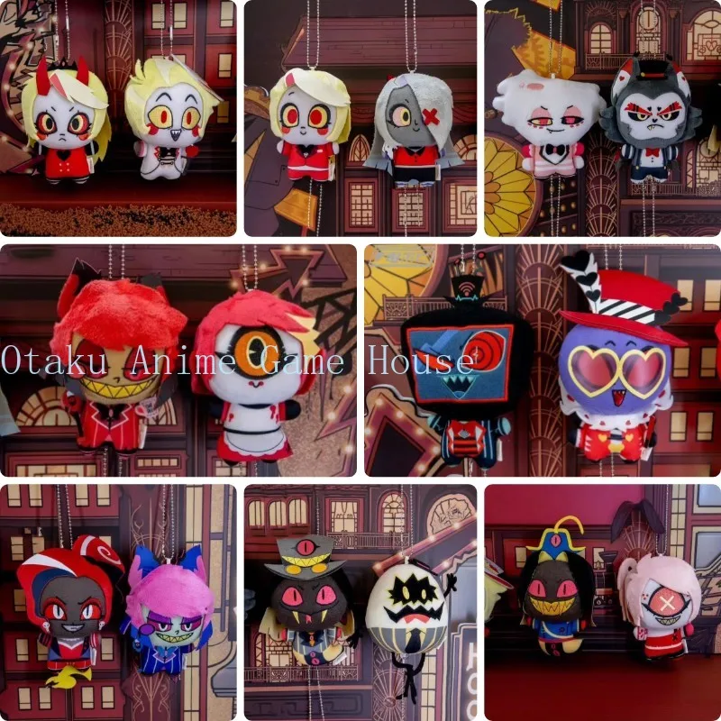 Muñeco de Peluche de 10 cm de Hazbin Hotel, Vox, Alastor, Lucifer, Angel Dust, Valentino, Juguetes de Peluche de Anime, Llavero, Colgante, Cosplay, Regalo de Cumpleaños