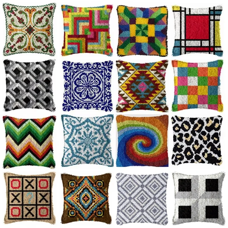 

Простой узор, геометрический крючок-защелка, наборы ковриков, незавершенный материал для вышивки, ручная вязка, вышитая подушка, крючок-защелка, подушка «сделай сам»