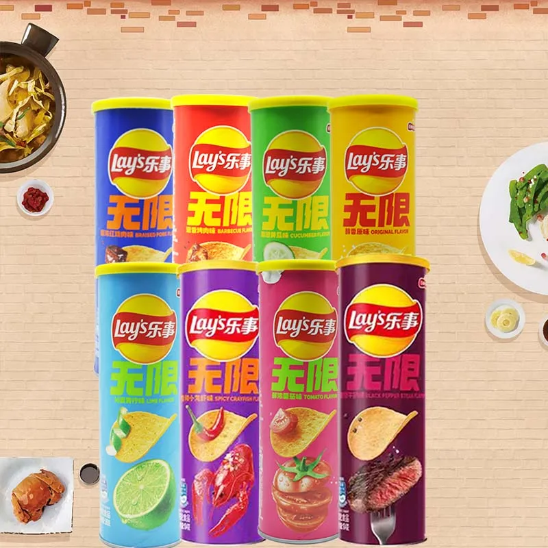 Chips de patatas Lay's de 3,18 oz (90 g) * 2 botellas La serie de televisión de ocio satisface los corbatos, bocadillos inflados de oficina