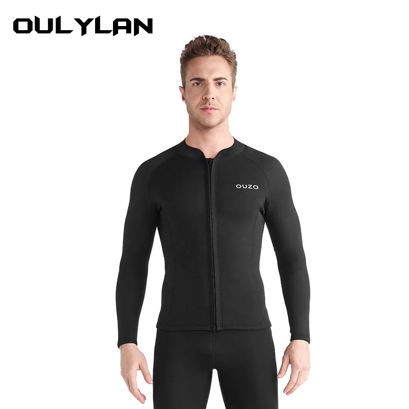 

Oulylan Neoprene Men's Split Long Sleeve Surf Jacket Water Sport 1.5mm Wetsuit Warm Stretch Swimming Top Snorkeling Diving Top