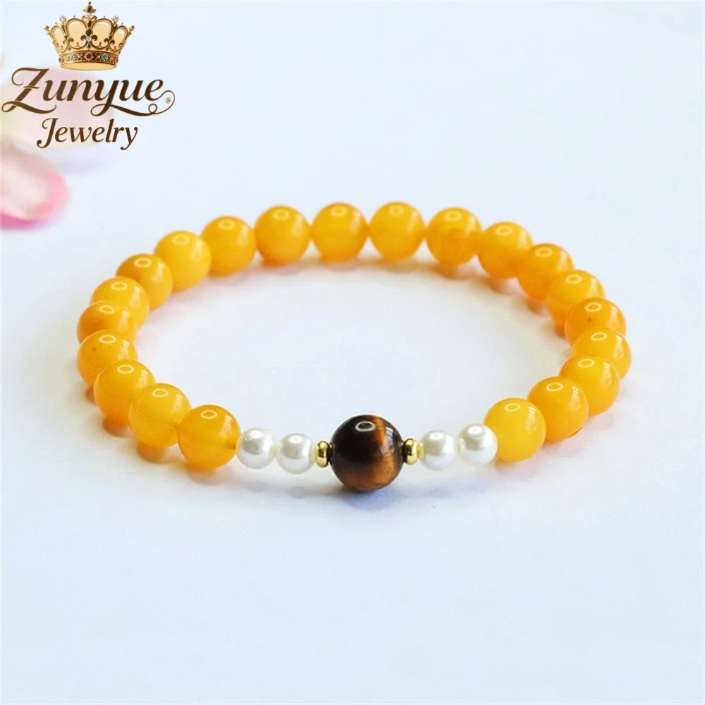 

Natural Chicken Fat Yellow Beeswax Amber Tiger's Eye Stone Bracelet Luxury Quality Jewelry Fashion Jewelry Exquisite Charms Gift