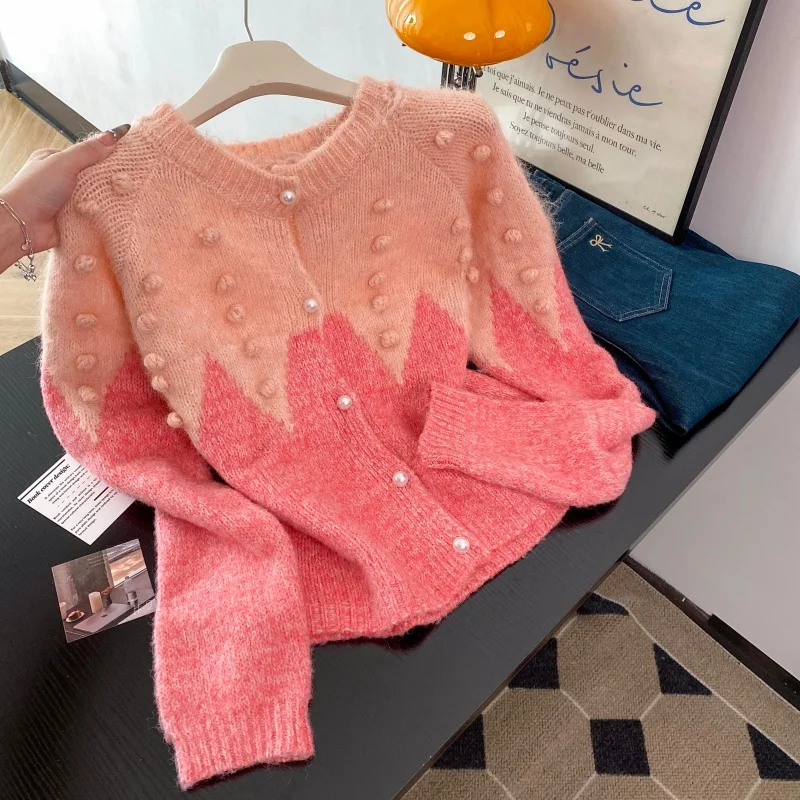 

Женский розовый осенне-зимний повседневный свитер Y2K, японский Harajuku, эстетичная мода, милый топ в стиле ретро, свитер, одежда