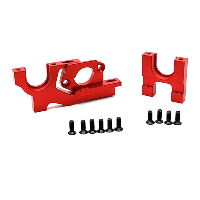 Metal Adjustable Motor Mount and Center Gear Mount Set for 104072 104001 104002 1/10 RC Car Upgrades Parts,Red