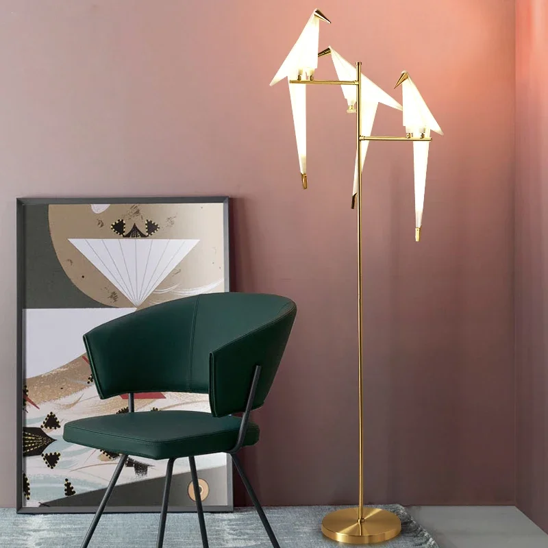 living room, study, bedroom decoration, personality thousand paper crane lamp, creative bird, floor lamp, light luxury