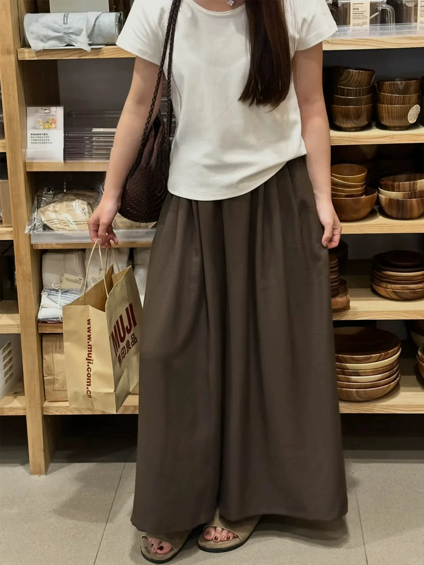 

plus Size Comfortable Loose Wide Leg Pants Retro Style Casual Women's High Waist Zipper Straight Tube Pants Breathable Summer...