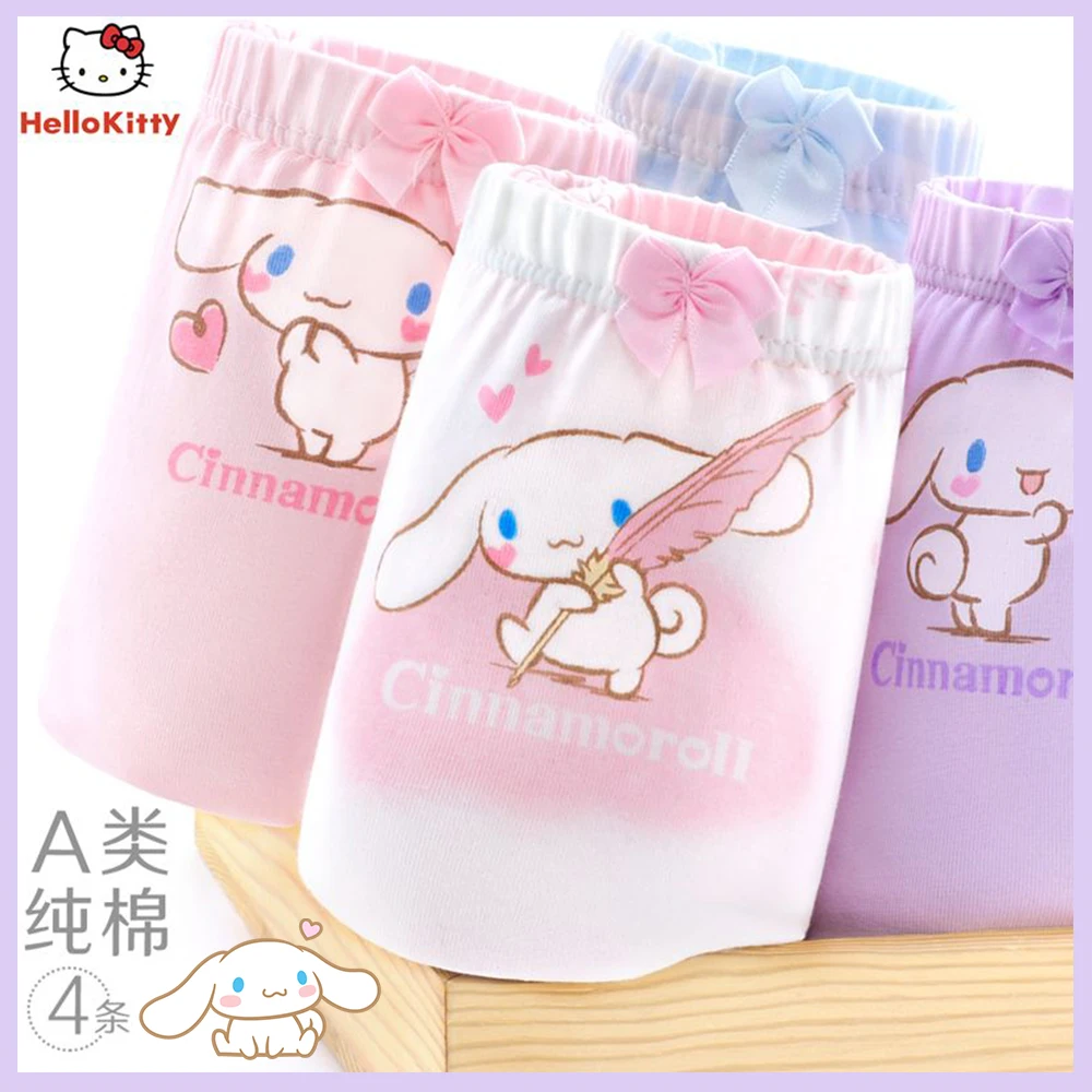 

Sanrios Cinnamoroll Anime 4Pcs Kids Girls Underwear Kids Briefs Soft High Quality Cotton Girls Kawaii Panties Breathable Comfort