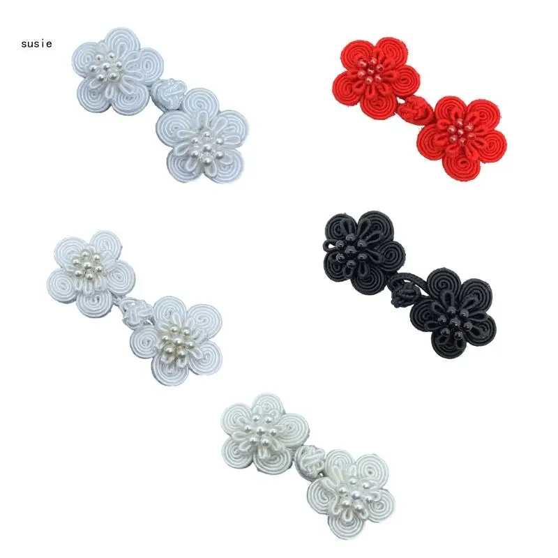 X7YA – attaches boutons fleurs, couture à main, fermeture à nœud chinois, Cheongsam, boutons grenouille, boucle en